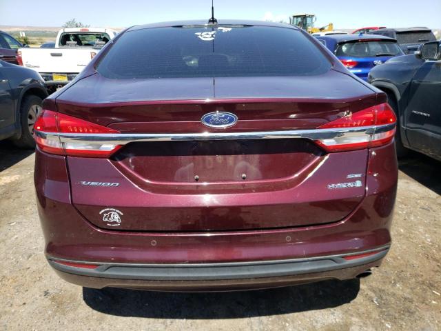 3FA6P0LUXJR166523 - 2018 FORD FUSION SE HYBRID BURGUNDY photo 6