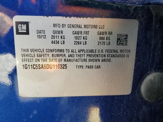 1G11C5SA6DU116325 - 2013 CHEVROLET MALIBU 1LT BLUE photo 12