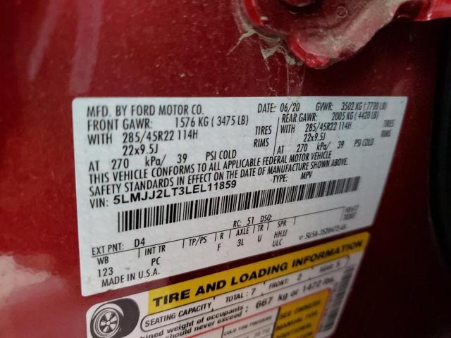 5LMJJ2LT3LEL11859 - 2020 LINCOLN NAVIGATOR RESERVE 红色 照片 12