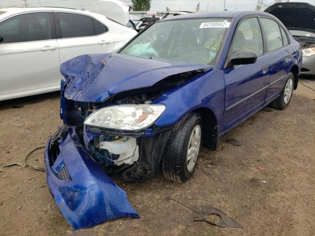 1HGES16344L024444 - 2004 HONDA CIVIC DX VP أزرق صورة 2