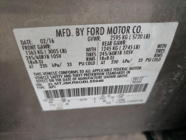 2LMTJ8KR6GBL55946 - 2016 LINCOLN MKX SELECT GRAY photo 13