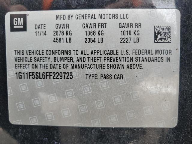 1G11F5SL6FF229725 - 2015 CHEVROLET MALIBU LTZ შავი ფოტო 12