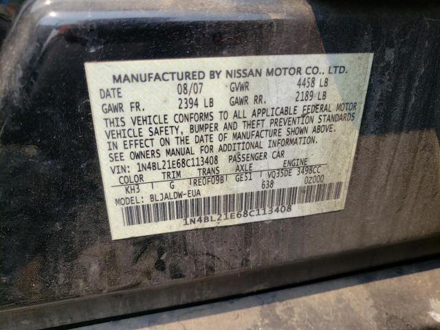 1N4BL21E68C113408 - 2008 NISSAN ALTIMA 3.5SE BLACK photo 12