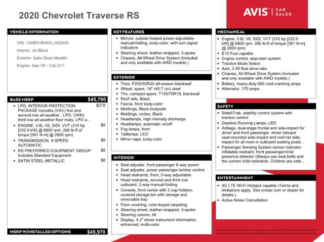 1GNEVJKWXLJ302495 - 2020 CHEVROLET TRAVERSE RS GRAY photo 14