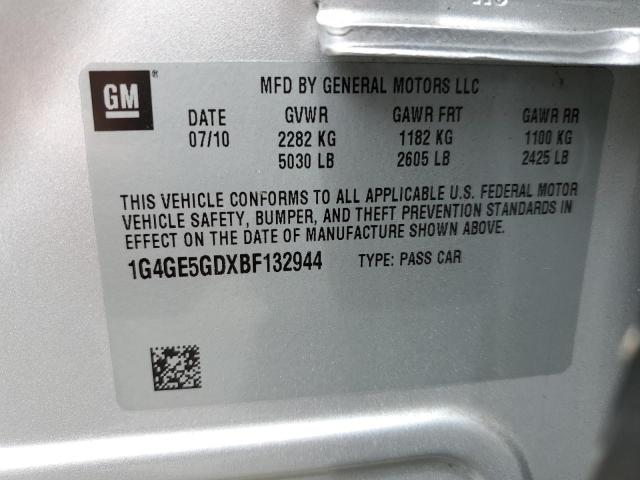 1G4GE5GDXBF132944 - 2011 BUICK LACROSSE CXS SILVER photo 12