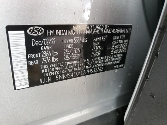 5NMS4DAL2PH532762 - 2023 HYUNDAI SANTA FE LIMITED SILVER photo 13