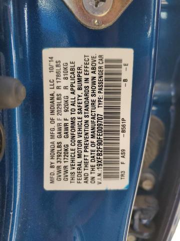 19XFB2F90FE009707 - 2015 HONDA CIVIC EXL BLUE photo 12