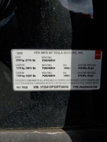 5YJSA1DP2DFP28056 - 2013 TESLA MODEL S BLACK photo 13