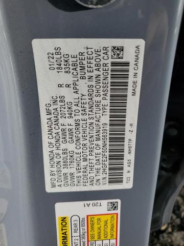 2HGFE2F50NH563919 - 2022 HONDA CIVIC SPORT GRAY photo 12