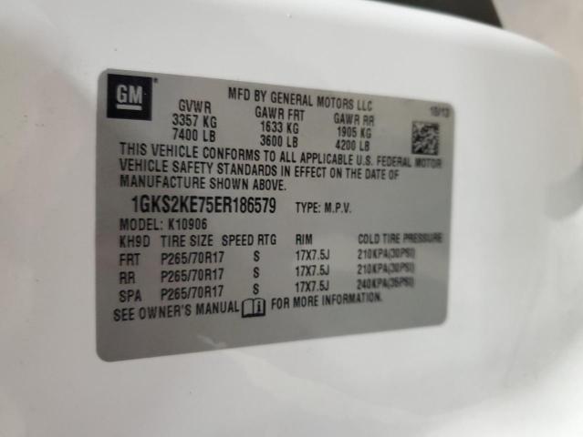 1GKS2KE75ER186579 - 2014 GMC YUKON XL K1500 SLT WHITE photo 13