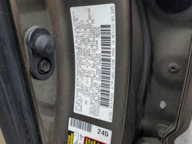 3TMJU4GN5BM110639 - 2011 TOYOTA TACOMA DOUBLE CAB PRERUNNER CHARCOAL photo 12