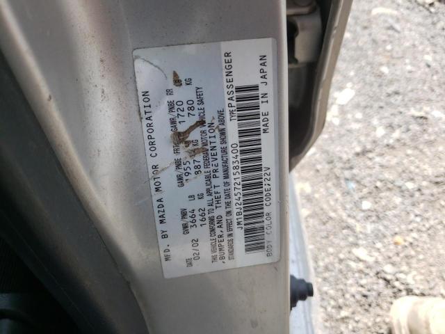 JM1BJ245721583400 - 2002 MAZDA PROTEGE PR5 SILVER photo 13