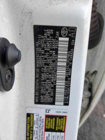 2T1BU4EE1DC004191 - 2013 TOYOTA COROLLA LE BASE WHITE photo 12