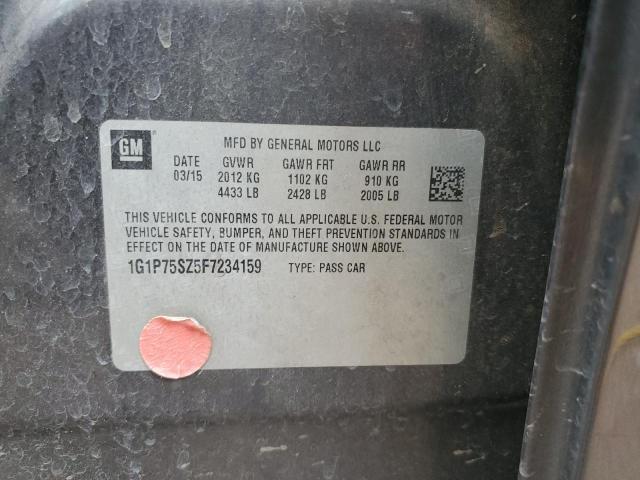 1G1P75SZ5F7234159 - 2015 CHEVROLET CRUZE GRAY photo 12