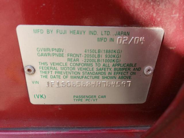 JF1SG65684H764597 - 2004 SUBARU FORESTER 2.5XS Красный фото 13