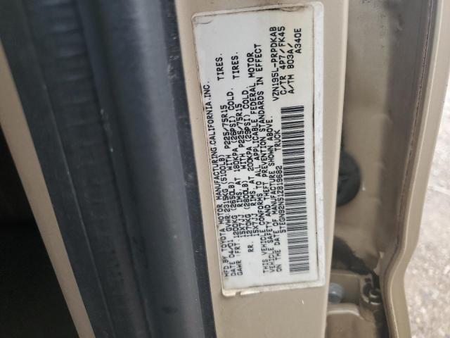 5TEGN92N51Z819682 - 2001 TOYOTA TACOMA DOUBLE CAB PRERUNNER BEIGE photo 12