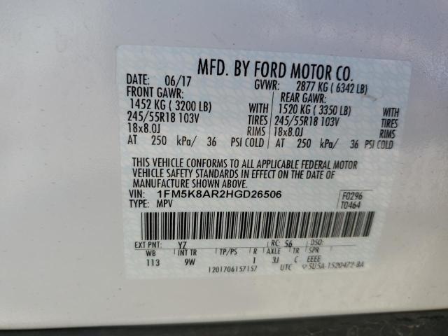 1FM5K8AR2HGD26506 - 2017 FORD EXPLORER POLICE INTERCEPTOR 白色 照片 13