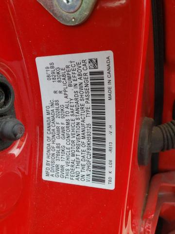 2HGFC2F89KH593125 - 2019 HONDA CIVIC SPORT 红色 照片 13