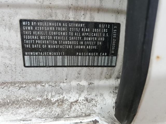 WVWDM7AJ6CW283317 - 2012 VOLKSWAGEN GOLF 白色 照片 12