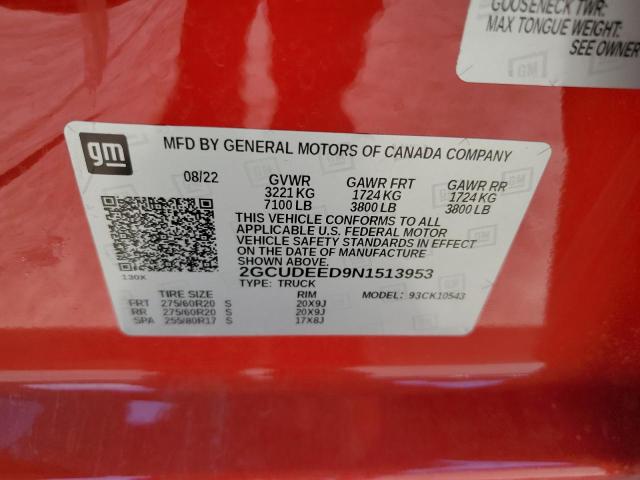 2GCUDEED9N1513953 - 2022 CHEVROLET SILVERADO K1500 RST RED photo 12