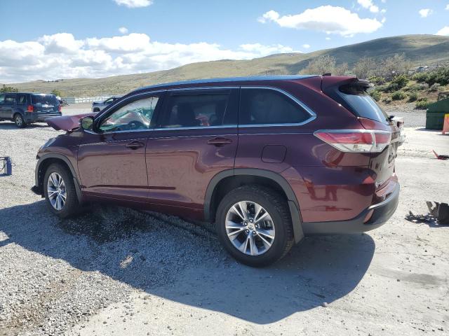 5TDJKRFHXFS212670 - 2015 TOYOTA HIGHLANDER XLE RED photo 2