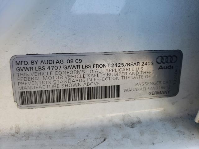 WAUAFAFL5AN016612 - 2010 AUDI A4 PREMIUM WHITE photo 10