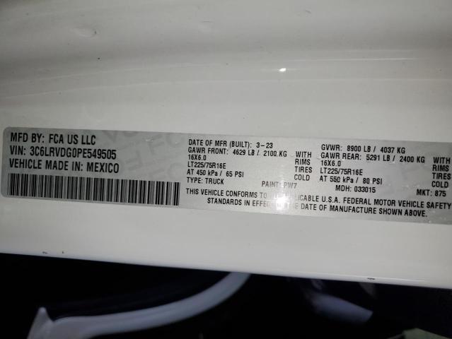 3C6LRVDG0PE549505 - 2023 RAM PROMASTER 2500 HIGH WHITE photo 13