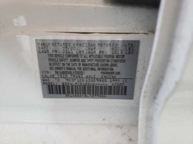 3N1AB8DV8LY299351 - 2020 NISSAN SENTRA SR WHITE photo 12