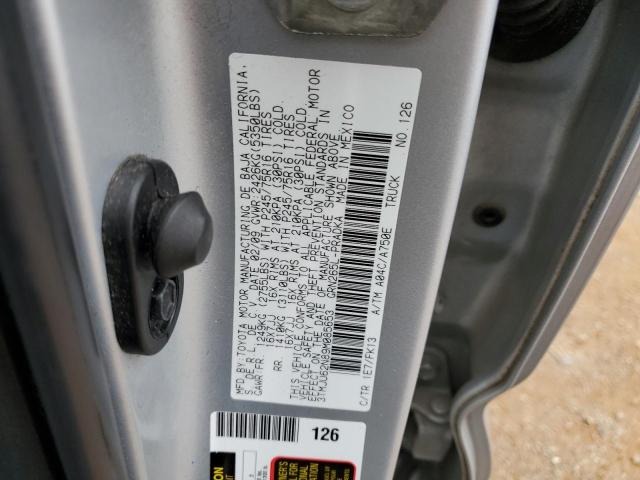 3TMJU62N89M085653 - 2009 TOYOTA TACOMA DOUBLE CAB PRERUNNER SILVER photo 12