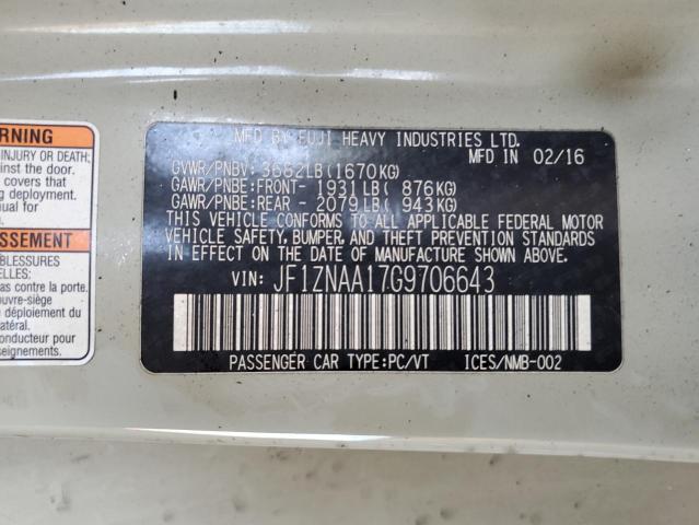 JF1ZNAA17G9706643 - 2016 TOYOTA SCION FR-S CREAM photo 12