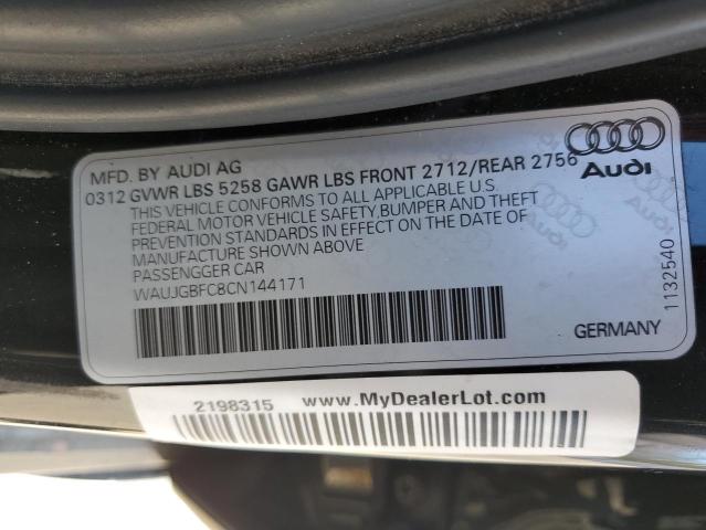 WAUJGBFC8CN144171 - 2012 AUDI A6 PRESTIGE შავი ფოტო 12