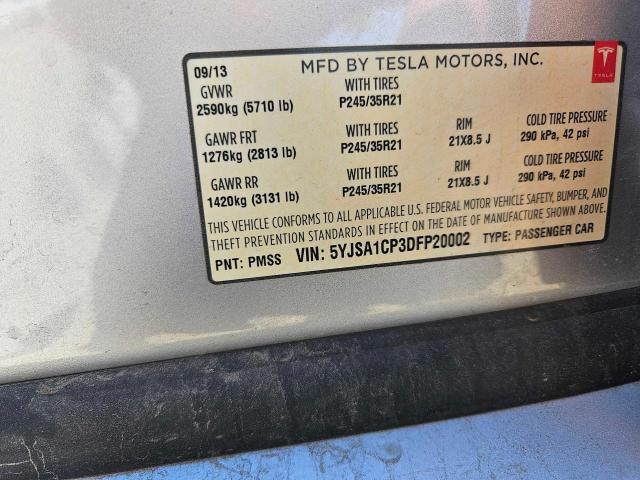 5YJSA1CP3DFP20002 - 2013 TESLA MODEL S ვერცხლისფერი ფოტო 10