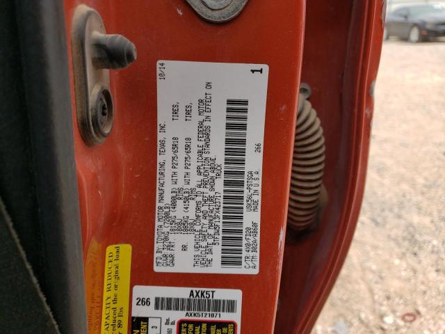 5TFDW5F13FX423717 - 2015 TOYOTA TUNDRA CREWMAX SR5 ORANGE photo 12