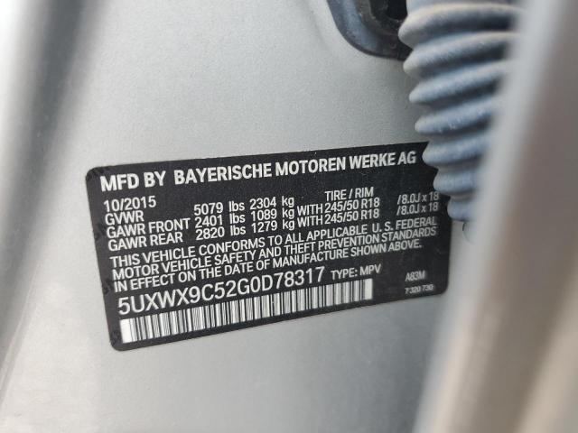 5UXWX9C52G0D78317 - 2016 BMW X3 XDRIVE28I SILVER photo 13