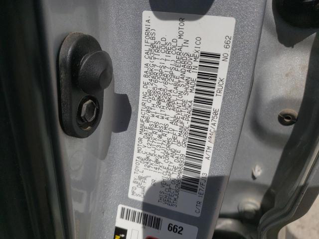 3TMJU62N89M088939 - 2009 TOYOTA TACOMA DOUBLE CAB PRERUNNER SILVER photo 12