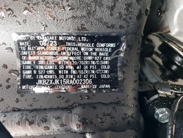 JKBZXJK15RA002306 - 2024 KAWASAKI ZX6R K WHITE photo 9