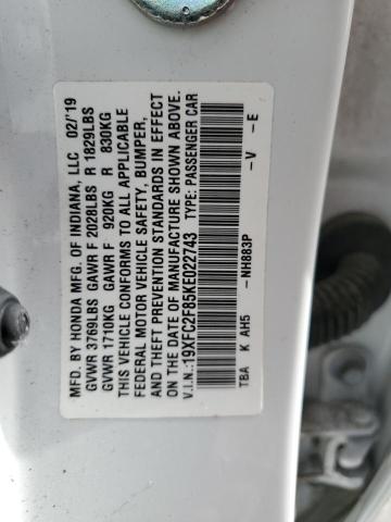 19XFC2F85KE022743 - 2019 HONDA CIVIC SPORT 白色 照片 12