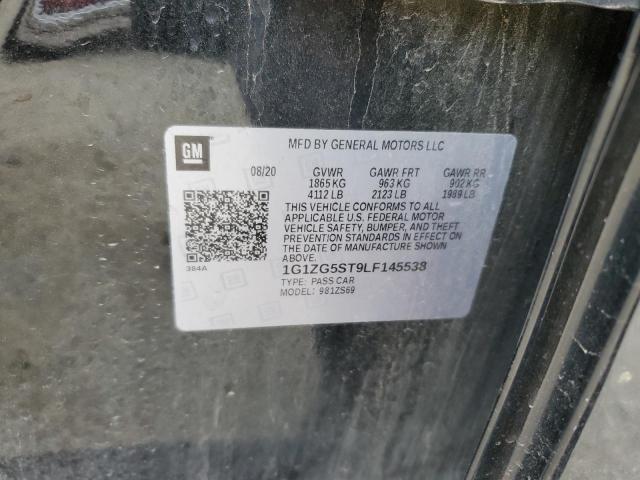 1G1ZG5ST9LF145538 - 2020 CHEVROLET MALIBU RS BLACK photo 12