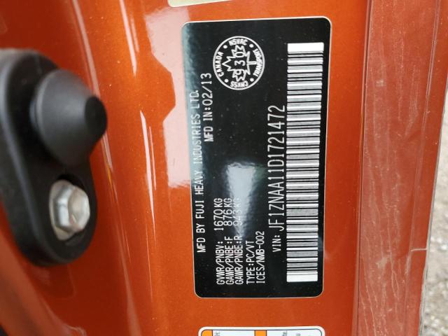 JF1ZNAA11D1721472 - 2013 TOYOTA SCION FR-S ნარინჯისფერი ფოტო 12