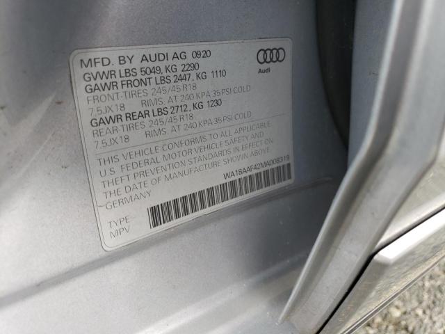 WA18AAF42MA008319 - 2021 AUDI A4 ALLROAD PREMIUM PLUS SILVER photo 13