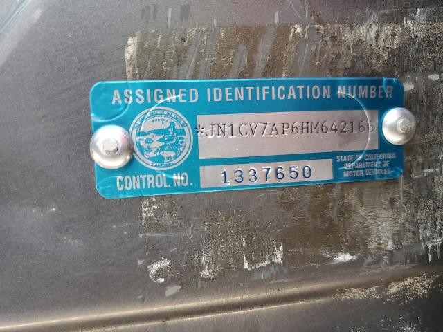 JN1CV7AP6HM642166 - 2017 INFINITI Q50 BASE ნაცრისფერი ფოტო 12