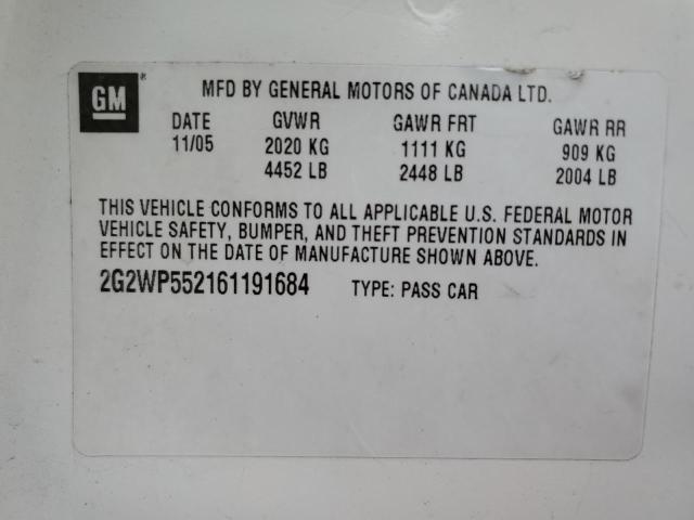 2G2WP552161191684 - 2006 PONTIAC GRAND PRIX 白色 照片 12