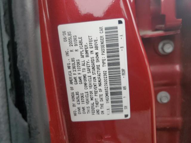 1HGCM66527A002362 - 2007 HONDA ACCORD EX RED photo 12