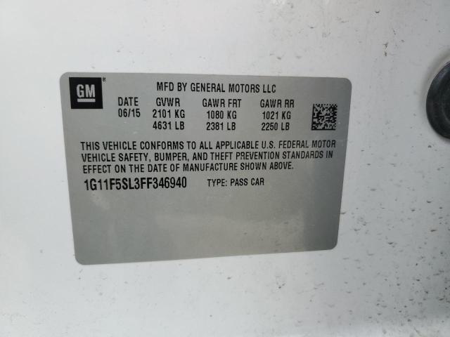 1G11F5SL3FF346940 - 2015 CHEVROLET MALIBU LTZ WHITE photo 12