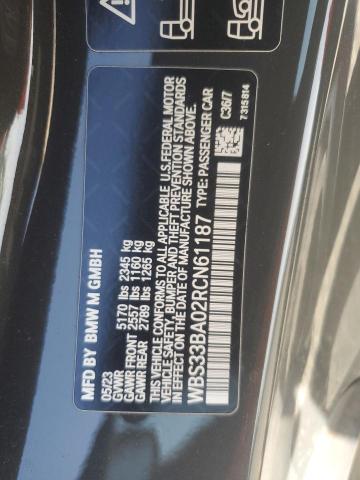 WBS33BA02RCN61187 - 2024 BMW M4 COMPETITION GRAY photo 12