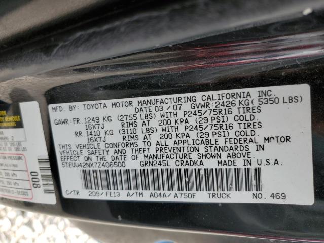 5TEUU42NX7Z406500 - 2007 TOYOTA TACOMA ACCESS CAB ლურჯი ფოტო 12