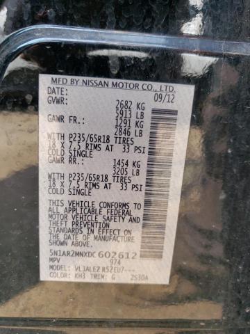 5N1AR2MNXDC602612 - 2013 NISSAN PATHFINDER S BLACK photo 13