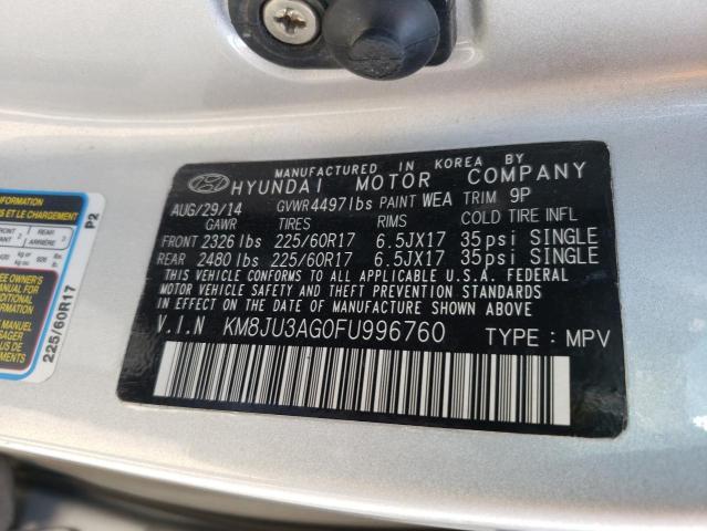 KM8JU3AG0FU996760 - 2015 HYUNDAI TUCSON LIMITED SILVER photo 12