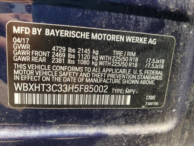 WBXHT3C33H5F85002 - 2017 BMW X1 XDRIVE28I BLUE photo 13