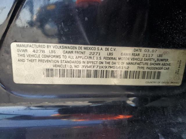 3VWEF71K97M156152 - 2007 VOLKSWAGEN JETTA WOLFSBURG 黑色 照片 13